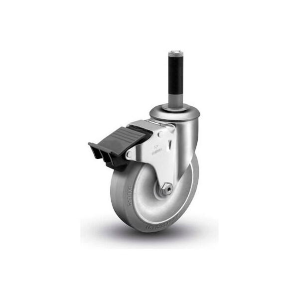 5" Caster with Expansion Swivel Stem and Brake, 2-13/16"H Stem, 325 Lb. Capacity